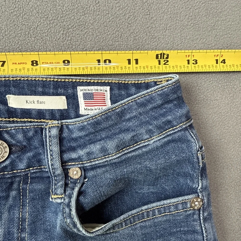 NoEnd Denim Jeans Womens 24 Blue Kick Flare Mid Rise Medium Wash USA Made‎